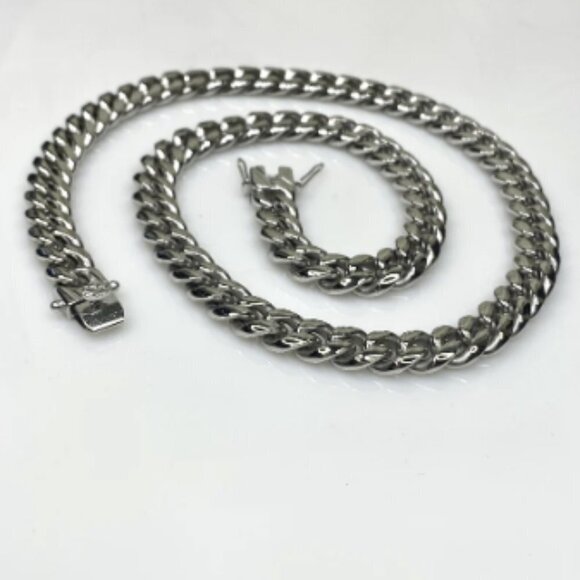 Miami Cuban Curb Link Chain Necklace 316L Stainless Steel - Picture 10 of 11